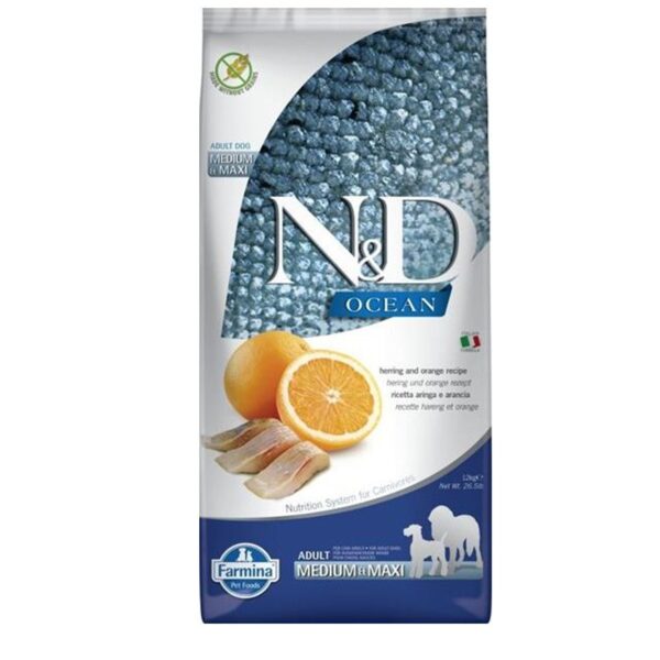 N&D DOG OCEAN HERRING ORANGE ADULT MEDIUM 12KG
