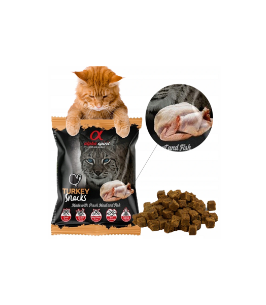 Alpha Spirit Cat Snack with Turkey 50g - gardumi ar tītara gaļu kaķiem