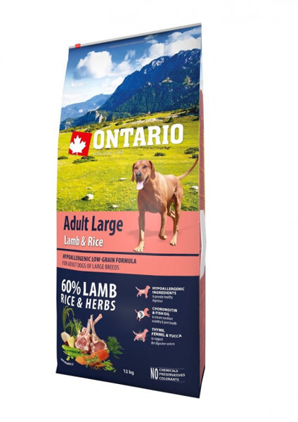 ONTARIO Adult Large Lamb & Rice, 12 kg - сухой корм с бараниной и рисом для взрослых собак крупных пород