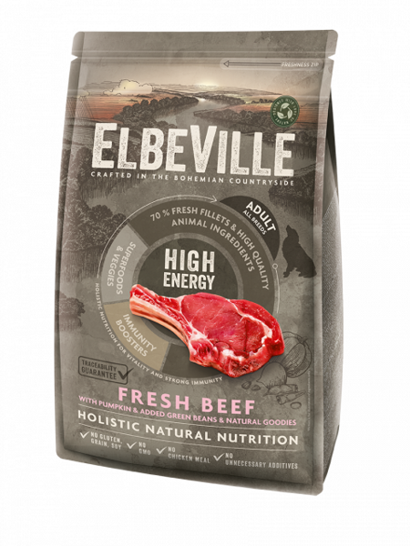 ELBEVILLE Adult All Breeds Fresh Beef High Energy 1,4 kg - сухой корм со свежей говядиной для взрослых собак всех пород с 1 года