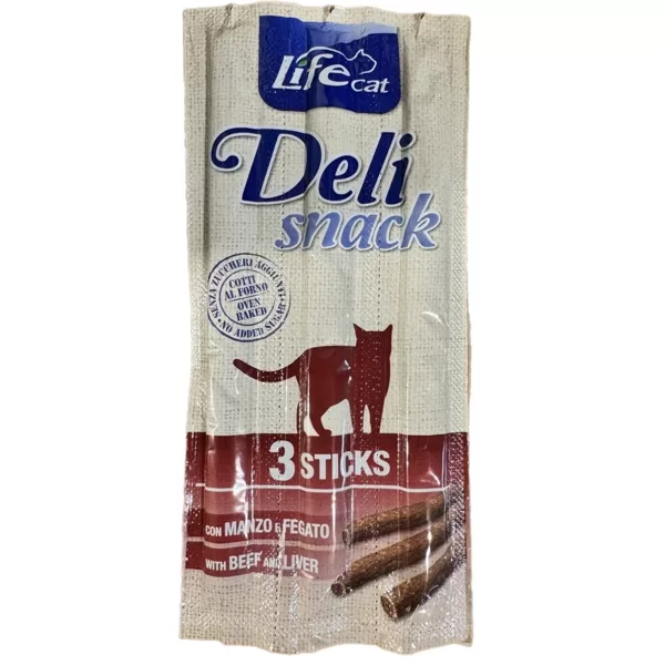 Life Cat Deli Snack Beef & Liver Sticks 3 gb x 5 g (liellops, aknas)