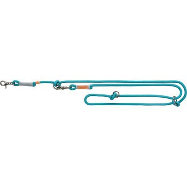 Pavada ar karabīnu suņiem - Trixie BE NORDIC adjustable leash, L–XL: 2.00 m/ø 13 mm, petrol/light petrol/grey/light grey.
