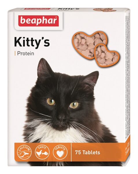 Beaphar KITTY'S + Protein (Fish), 75tab. - Vitaminizēts gardums kaķiem