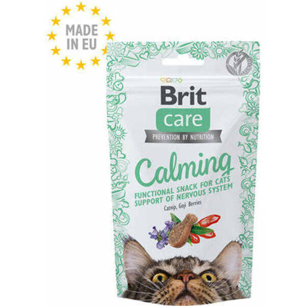 Brit Care Cat Snack Calming 50g - Pussausā funkcionālā uzkoda kaķiem ar kaķumētru un godži ogām nervu sistēmas veselībai