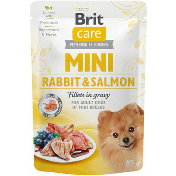 Brit Care Mini wet Rabbit & Salmon fillets in gravy 85 g