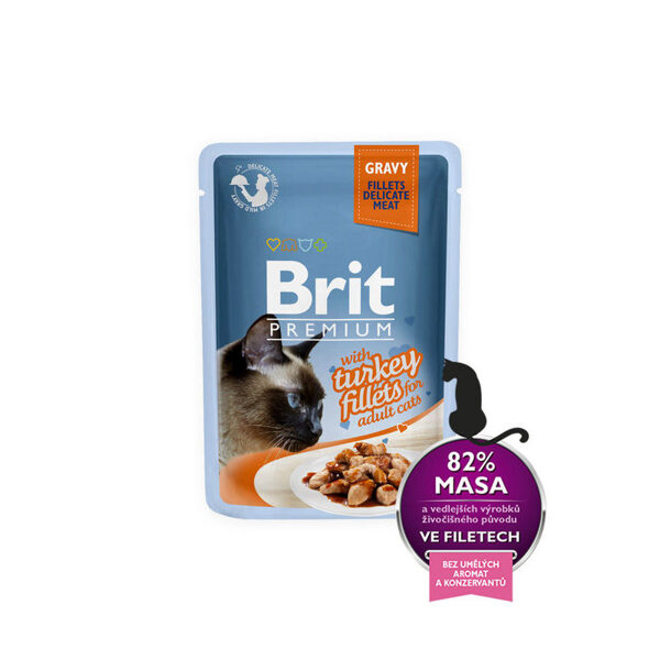 Brit Premium Cat Delicate Fillets in Gravy with Turkey 85 g konservi kaķiem
