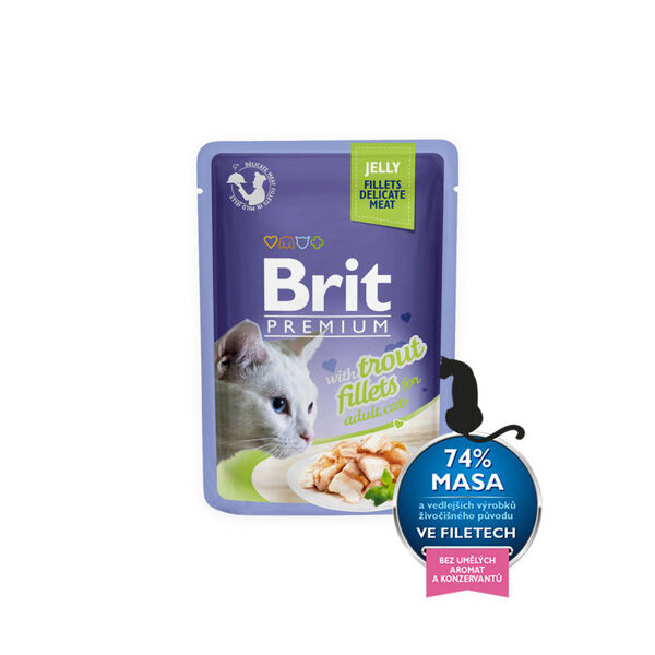 Brit Premium Cat Delicate Fillets in Jelly with Trout 85 g konservi kaķiem