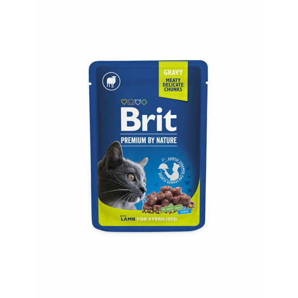 Brit Premium Cat Pouch Lamb for Sterilised 100 g - konservi kaķiem