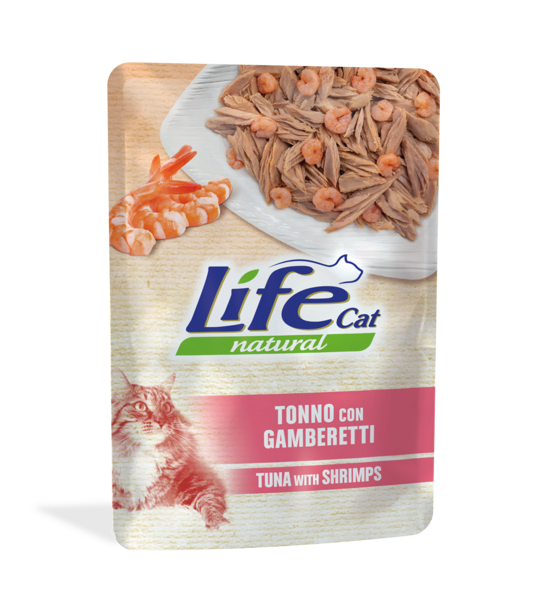 LifeCat tuna with shrimps 70g - Kaķu konservi ar tunci un garnelēm želejā