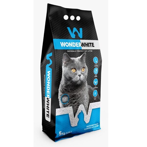 Wonder White Unscented Natural 5kg - Bentonīta kaķu pakaiši bez aromāta