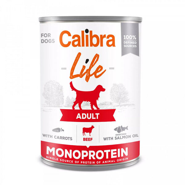 Calibra Dog Life Adult Monoprotein Beef with Carrots, 400 g - консервы для взрослых собак( говядина и морковь)