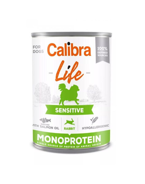 CALIBRA Dog Life Sensitive Rabbit 400 g - монопротеиновые консервы для собак с кроликом