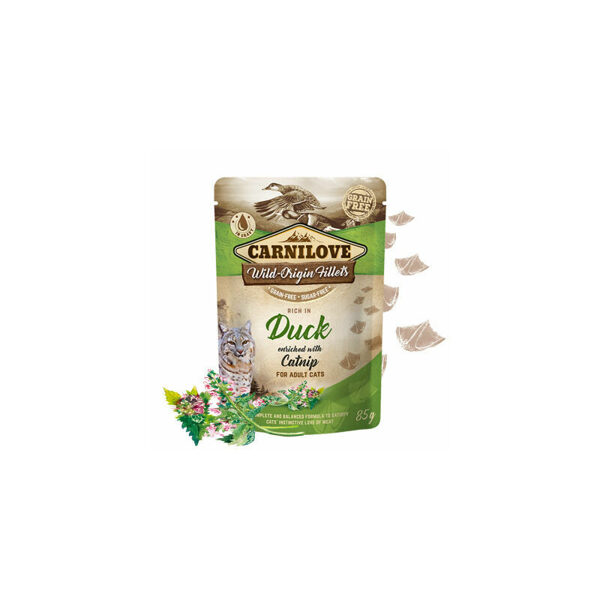 Carnilove Cat Pouch Duck Catnip 85g mitrā barība kaķiem