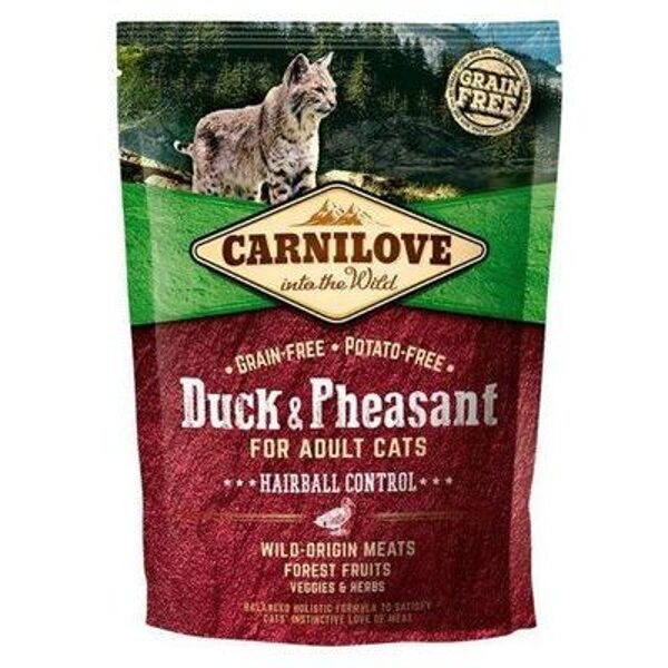 CARNILOVE Duck & Pheasant Adult Cat Hairball Control 0,4 kg barība kaķiem