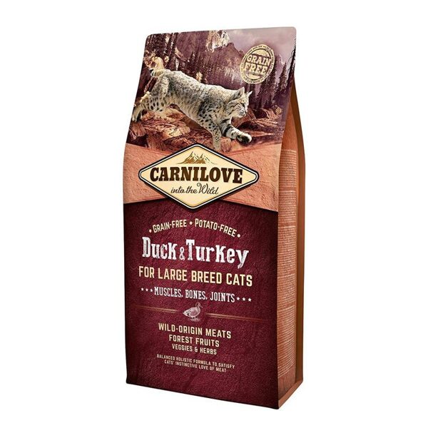 CARNILOVE Duck & Turkey Large Breed Cats 6 kg barība kaķiem