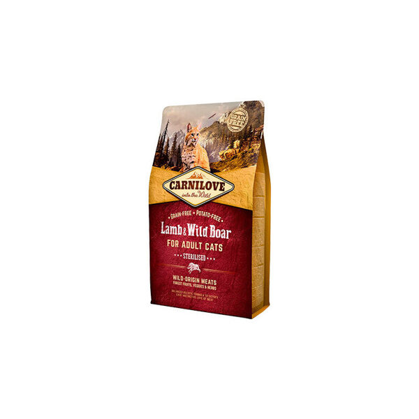 CARNILOVE Lamb & Wild Boar Adult Cat Sterilised 2 kg barība kaķiem