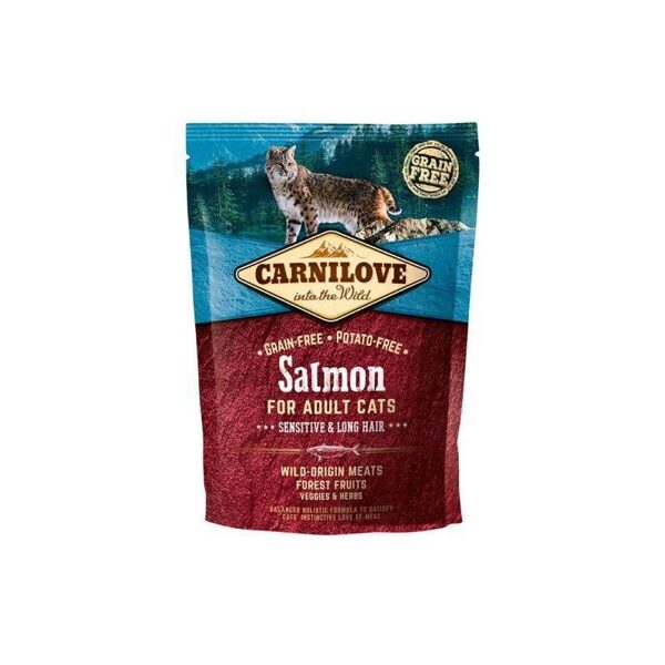 CARNILOVE Salmon Adult Cat Sensitive & Long Hair 0,4 kg barība kaķiem