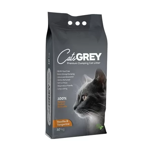 Cat's GREY Vanilla & Tangerine 10kg - cementējošās smiltis kaķiem (ar vaniļas un mandarīna aromātu)