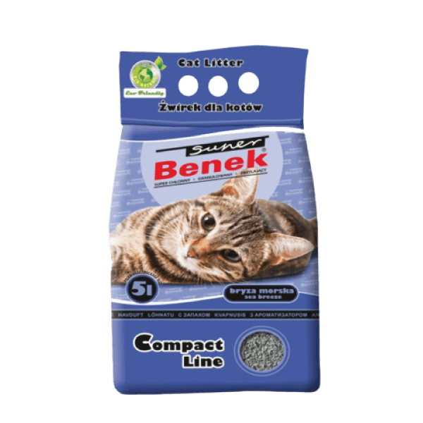   Super Benek Compact Line 5L smiltis kaķu tualetēm ar jūras brīzes aromātu