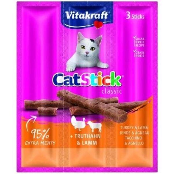 Gardums kaķiem Vitakraft Cat Stick Turkey&Lamb, 3 gab.