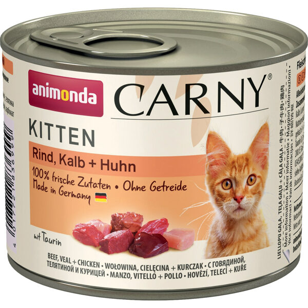 Animonda Carny Kitten 200 g  (Teļš, liellops, cālis)  - konservēta barība kaķēniem
