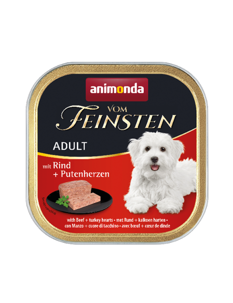 Animonda Vom Feinsten  Beef and Turkey hearts 150 g - влажный корм с говядиной и сердцем индейки для взрослых собак