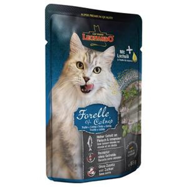 Leonardo Trout & Catnip 85 gr - kaķu konservi ar foreli un kaķmētru