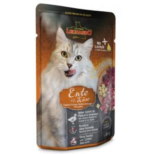Leonardo Duck &Cheese 85 g - kaķu konservi ar pīli un sieru