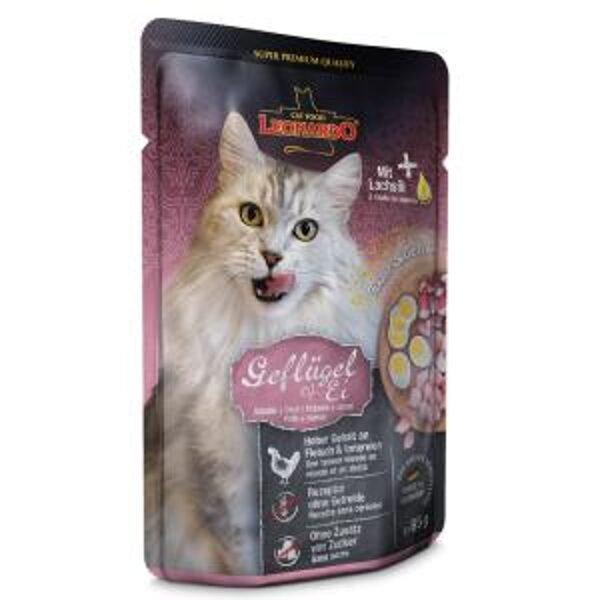 Leonardo Poultry & Egg 85g -  konservi kaķiem ar mājputnu gaļu un olu