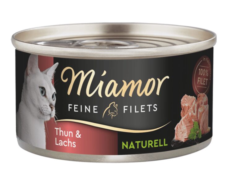 Miamor Feine Fillets Naturelle Thun&Lachs 80g  tunča filejas gabaliņi ar lasi savā sulā