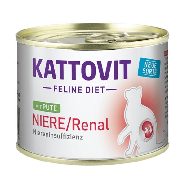 KATTOVIT Niere/Renal ar tītaru 185g - Konservi kaķiem ar nieru darbības traucējumiem un hronisku nieru mazspēju