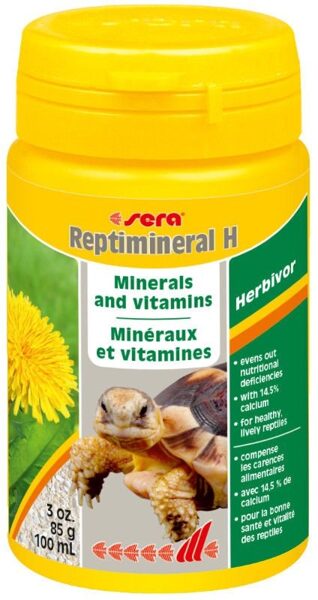 Vitaminizētā papildbarība zālēdājiem dzīvniekiem terārijā - Sera Reptimineral H, 100ml (85g)