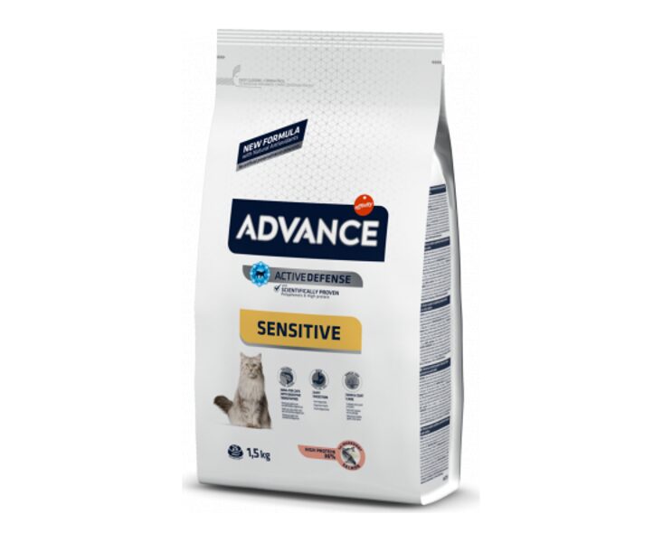 ADVANCE CAT ADULT SALMON SENSITIVE 1,5KG - PIEAUGUŠIEM KAĶIEM (LASIS UN RĪSI)