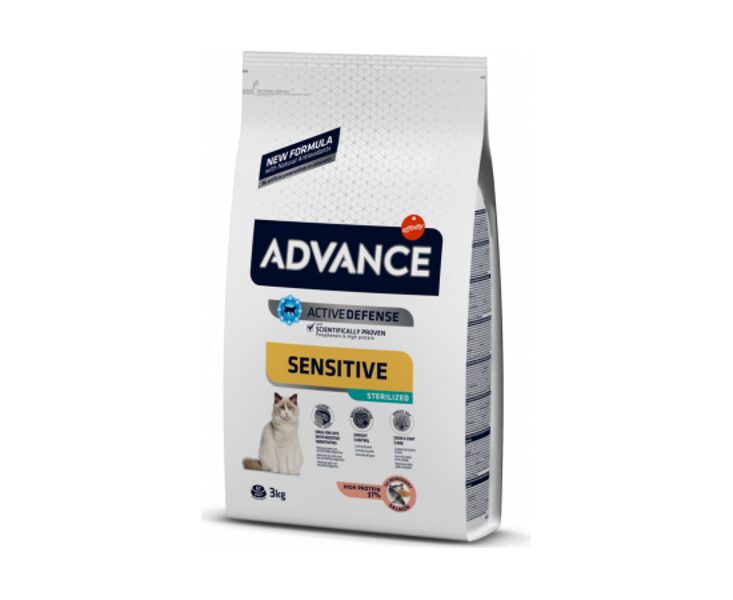 ADVANCE CAT STERILIZED SENSITIVE 3KG - STERILIZĒTIEM KAĶIEM (LASIS UN RĪSI)