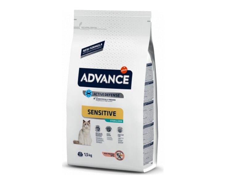 ADVANCE CAT STERILIZED SENSITIVE 1,5KG - STERILIZĒTIEM KAĶIEM (LASIS UN RĪSI)