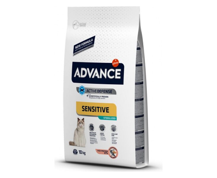ADVANCE CAT STERILIZED SENSITIVE 10KG - STERILIZĒTIEM KAĶIEM (LASIS UN RĪSI)
