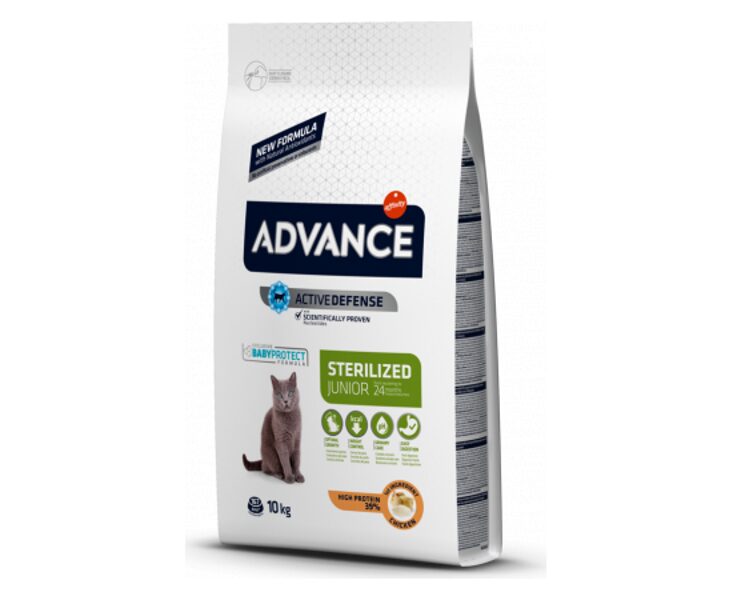 ADVANCE YOUNG STERILIZED 10KG - STERILIZĒTIEM KAĶIEM JUNIORIEM (VISTA UN RĪSI)