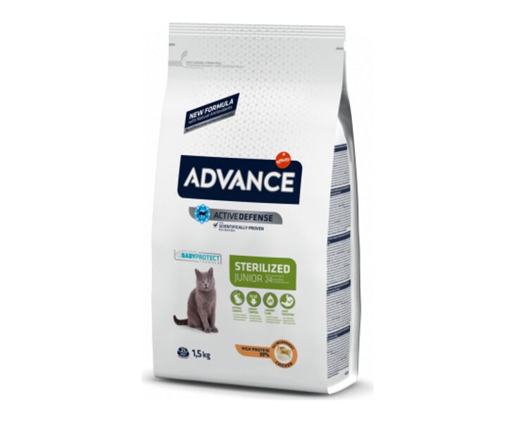 ADVANCE YOUNG STERILIZED 1,5KG - STERILIZĒTIEM KAĶIEM JUNIORIEM (VISTA UN RĪSI)