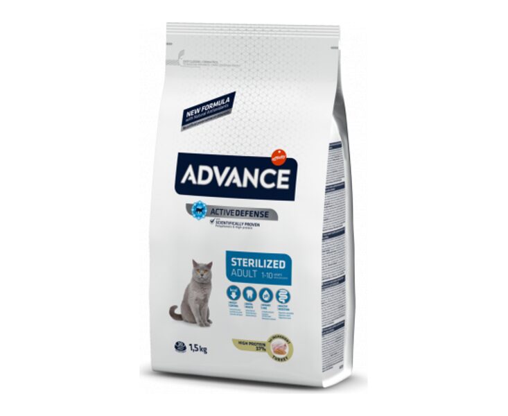ADVANCE CAT STERILIZED TURKEY 1.5KG - STERILIZĒTIEM KAĶIEM (TĪTARS UN MIEŽI)