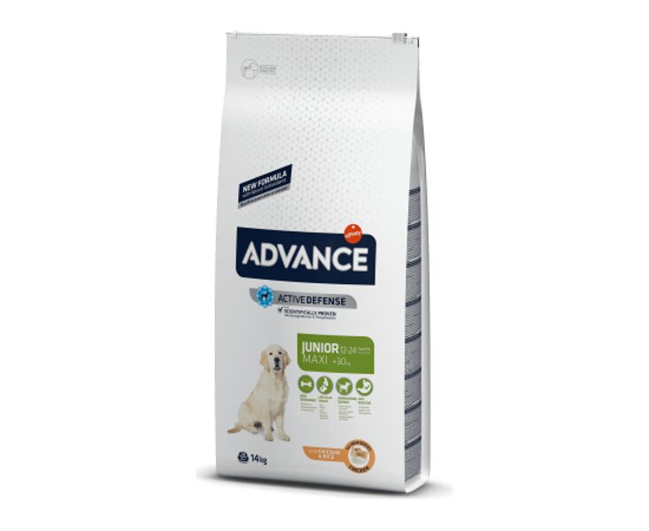 ADVANCE DOG MAXI JUNIOR 14 KG - ДЛЯ МОЛОДЫХ СОБАК КРУПНЫХ ПОРОД (КУРИЦА С РИСОМ)