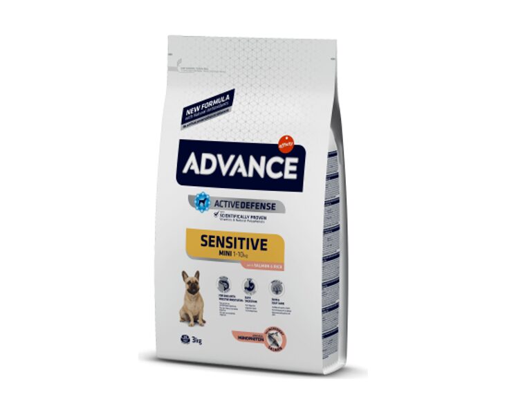 ADVANCE DOG MINI ADULT SENSITIVE SALMON & RICE 3,0KG - ДЛЯ ЧУВСТВИТЕЛЬНЫХ СОБАК (ЛОСОСЬ С РИСОМ)