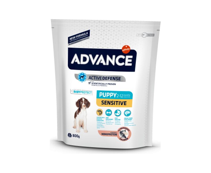ADVANCE DOG PUPPY SENSITIVE 800G - ДЛЯ ЧУВСТВИТЕЛЬНЫХ ЩЕНКОВ (ЛОСОСЬ С РИСОМ )