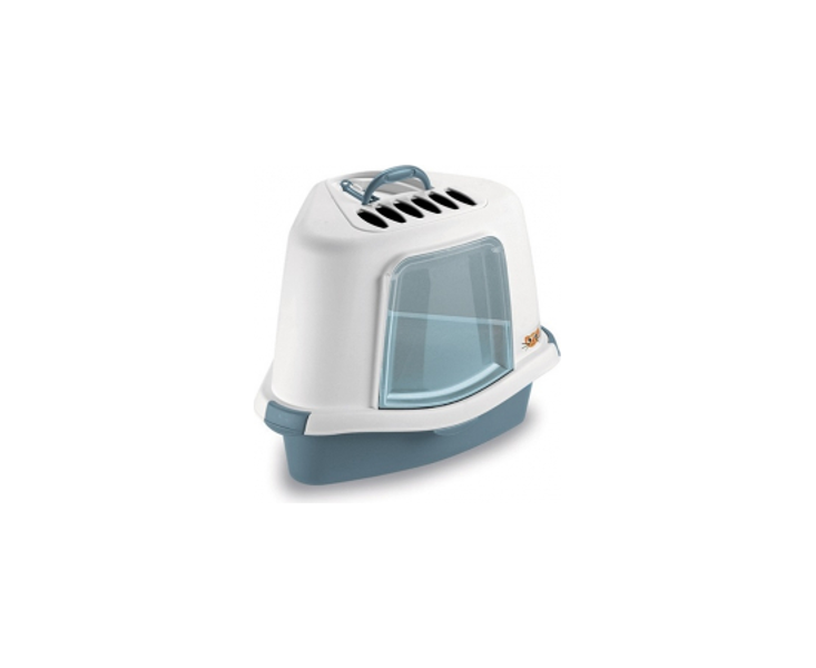 Kaķu stūra tualete SPRINT CORNER PLUS ar vāku balts/g.zils cm 40x56x40h