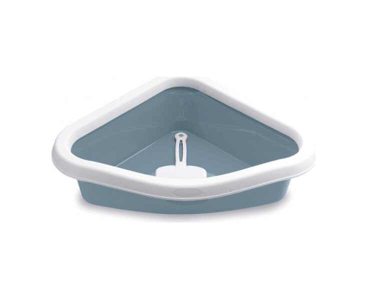 Kaķu stūra tualete SPRINT CORNER,  cm 40x56x40h (tēraudazils/balts)