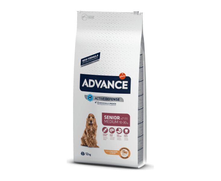 ADVANCE DOG MEDIUM SENIOR 12 KG - ДЛЯ ПОЖИЛЫХ СОБАК CРЕДНИХ ПОРОД (КУРИЦА С РИСОМ)