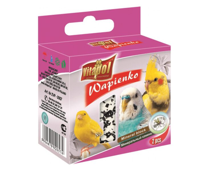 MINERĀLAKMENS AR MELNO ĶIMEŅI PUTNIEM 35G - VITAPOL MINERAL BLOCK WITH NIGELLA SEEDS FOR BIRDS