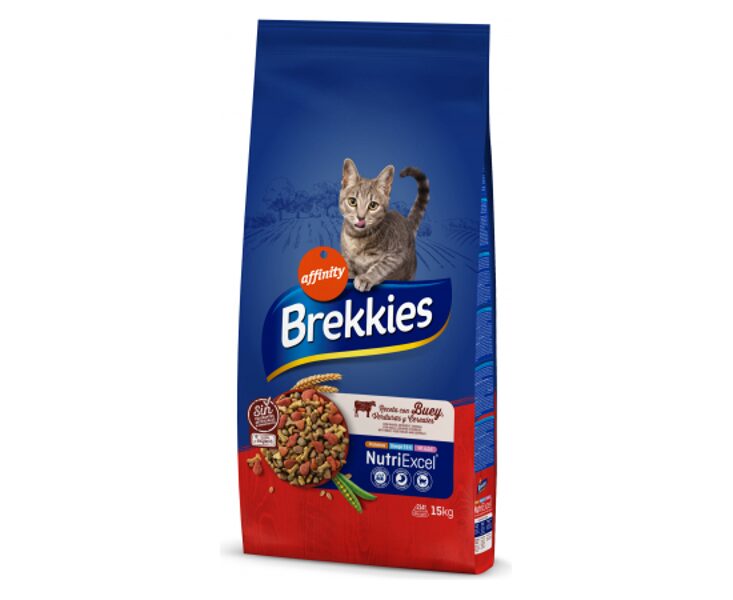 BREKKIES BREK CAT BEEF 15 KG - sausā barība pieaugušiem kaķiem, ar liellopu gaļu, dārzeņiem un graudaugiem