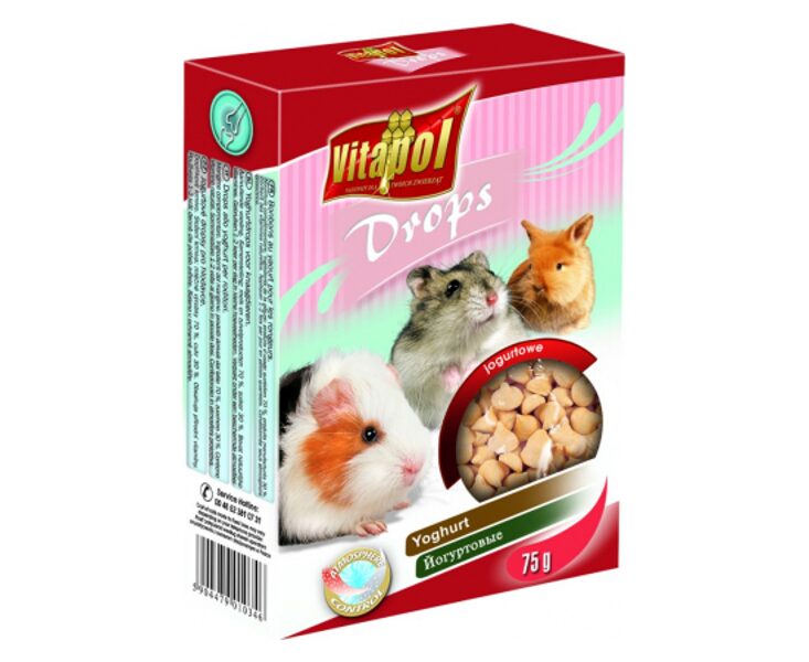 Vitapol COMPLEMENTARY DROPS 75g - Дополнительный корм-лакомство с йогуртом для грызунов