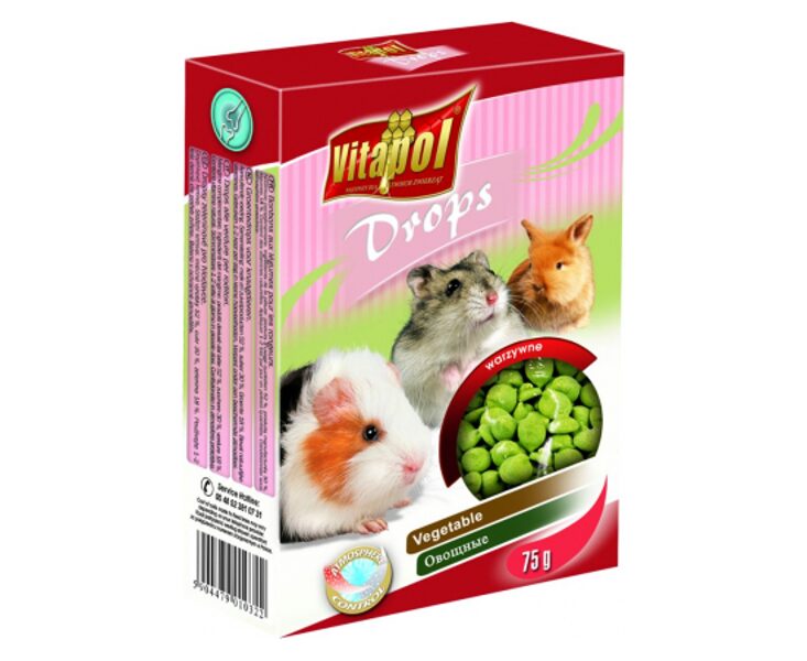 Vitapol COMPLEMENTARY DROPS 75g - Дополнительный корм-лакомство с овощами для грызунов