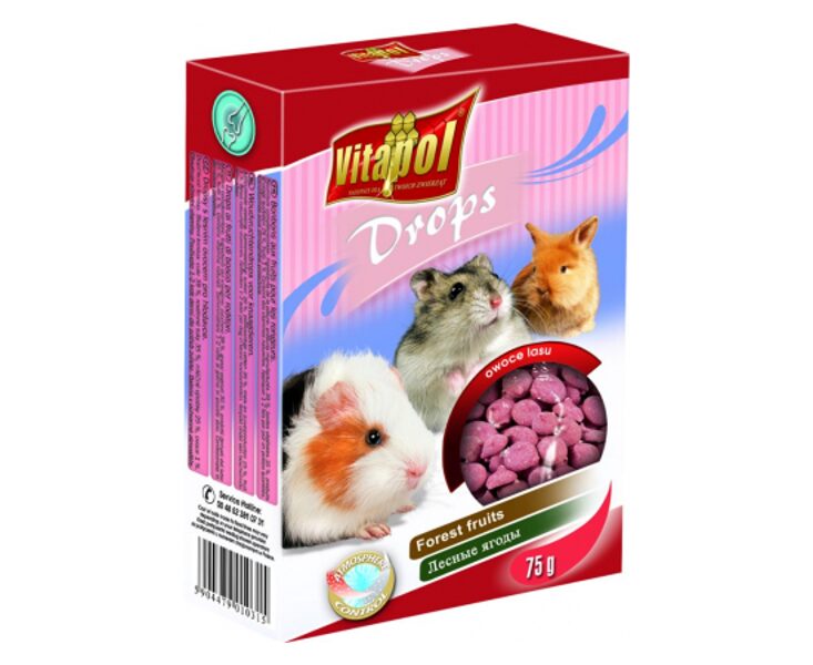 Vitapol COMPLEMENTARY DROPS 75g - Дополнительный корм-лакомство с лесными ягодами для грызунов